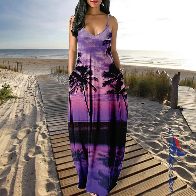 Miniatura: Elegant Dresses For Women Sexy Beach Long Dress Plus Size Irregular Sleeveless