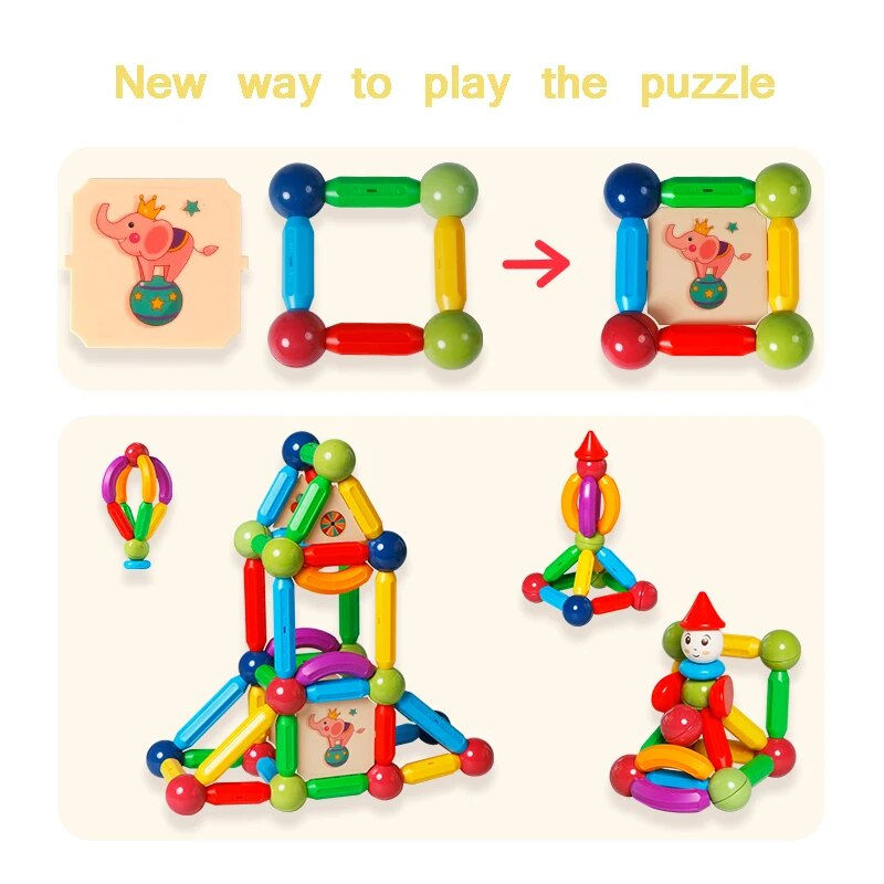 Romboss 78PCS Magnetic Constructor Blocks Set Magnet Rods and Balls Montessori