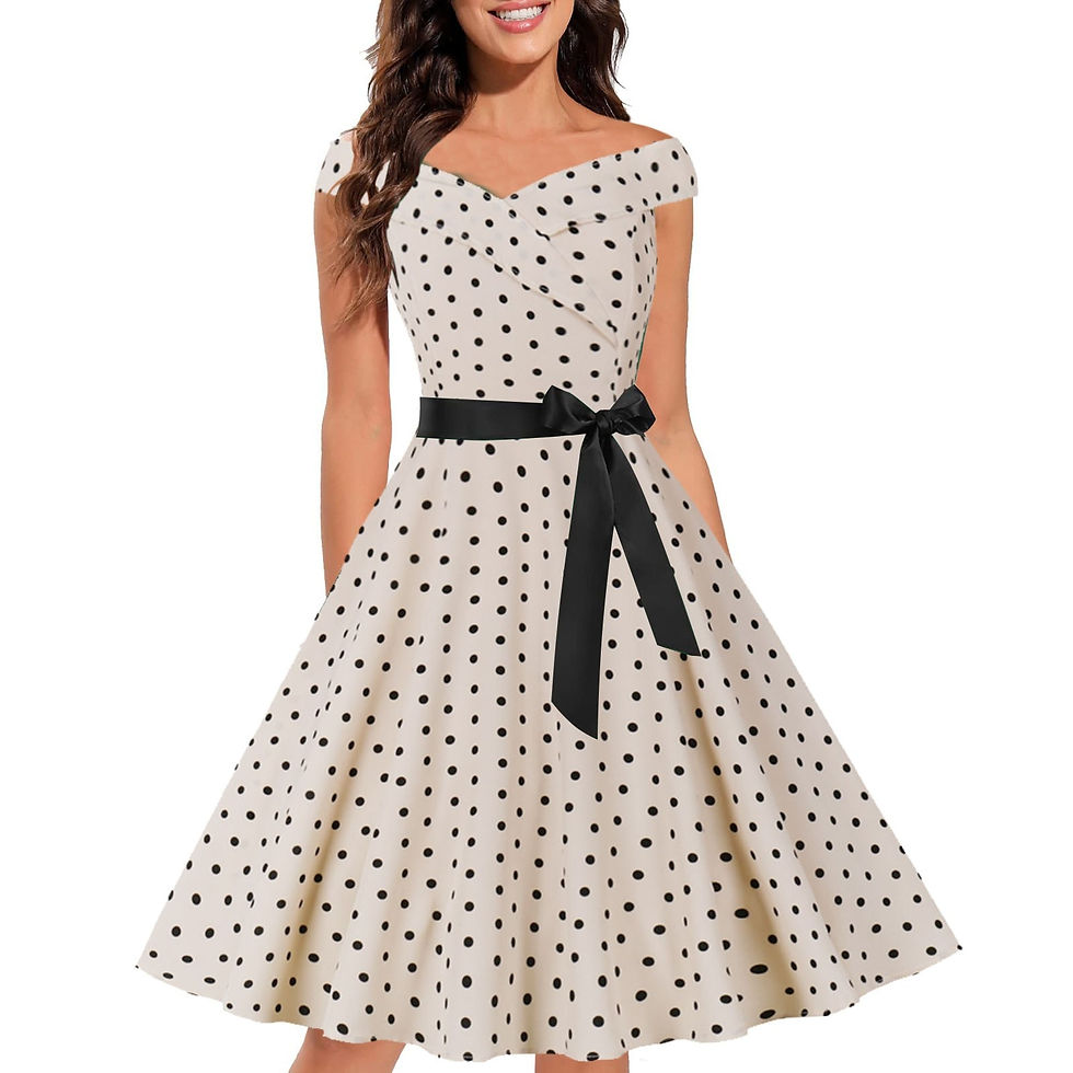 Thumbnail: Fashion Polka Dot Dresses for Women 2023 Vintage Sweet Bow Swing Rockabilly