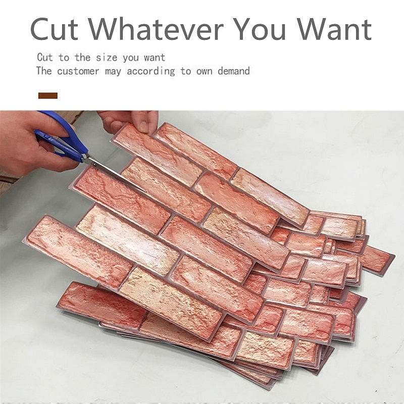 Miniature : 12pcs 3D Brick Wall Sticker Self-Adhesive PVC Wallpaper for Bedroom