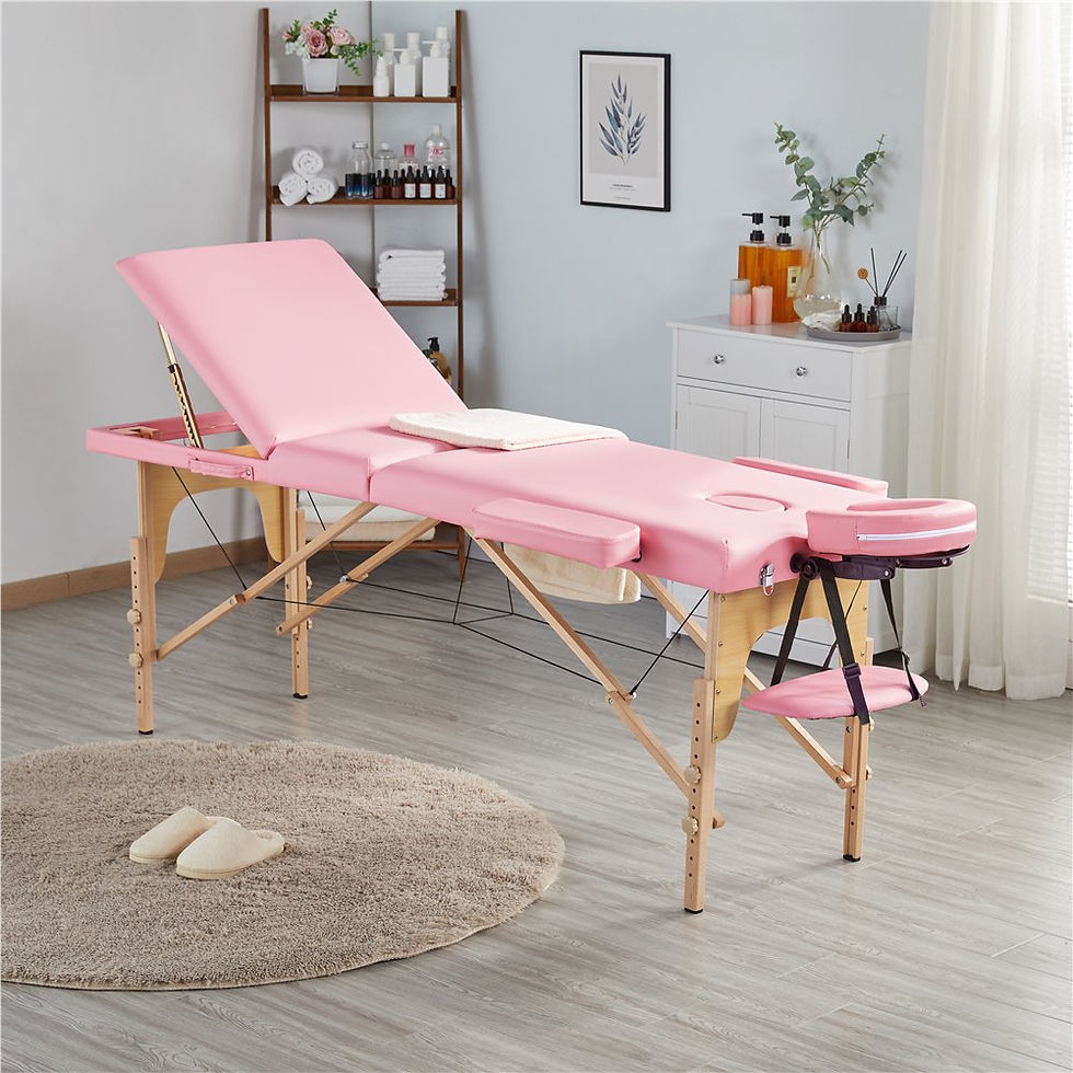 Thumbnail: 3-Fold Portable Wooden Massage Table for Spa Treatments & Tattoos, 84",Burgundy