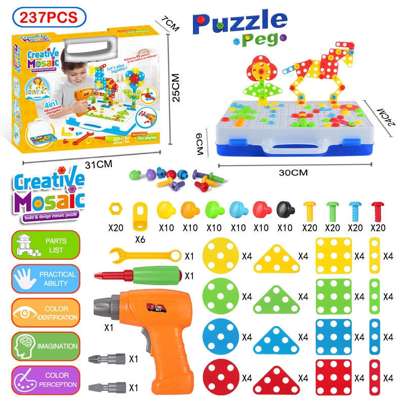 Thumbnail: Drilling Screw 3D Creative Mosaic Puzzle Toys For Children Building Bricks Toys