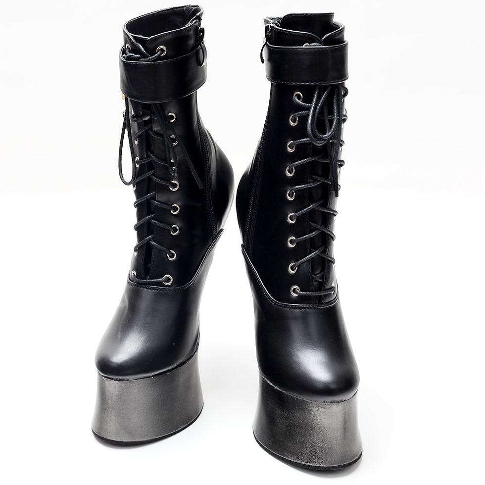 Thumbnail: JIALUOWEI 7inch High Heel New Fancy Ponyplay bootfetish Ankle Platform Boots In