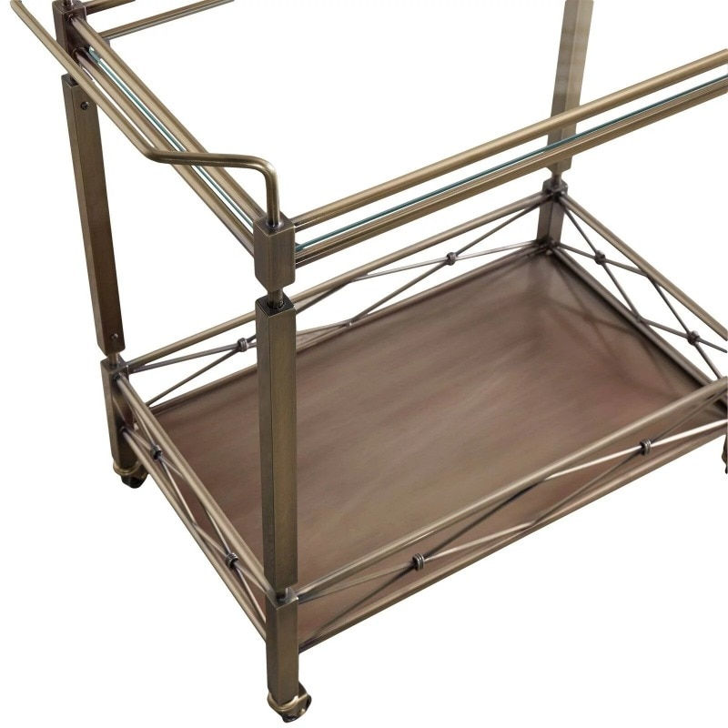 Thumbnail: Chelsea Lane Clear Tempered Glass Metal Bar Cart 31.5L X 14.6W X 30H In Drink C