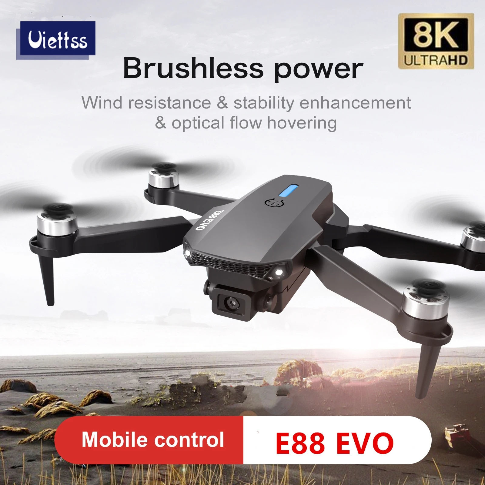 Professional E88 EVO E88 PRO Brushless Motor RC Dron 8K Dual Camera Optical Fl