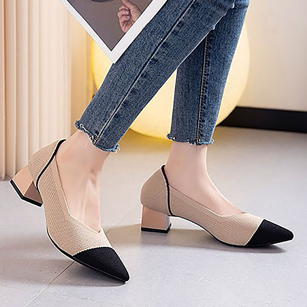 Thumbnail: Fashion Spring Pointed Summer Heels For Women Dressy Breathable Thick Heel Squa