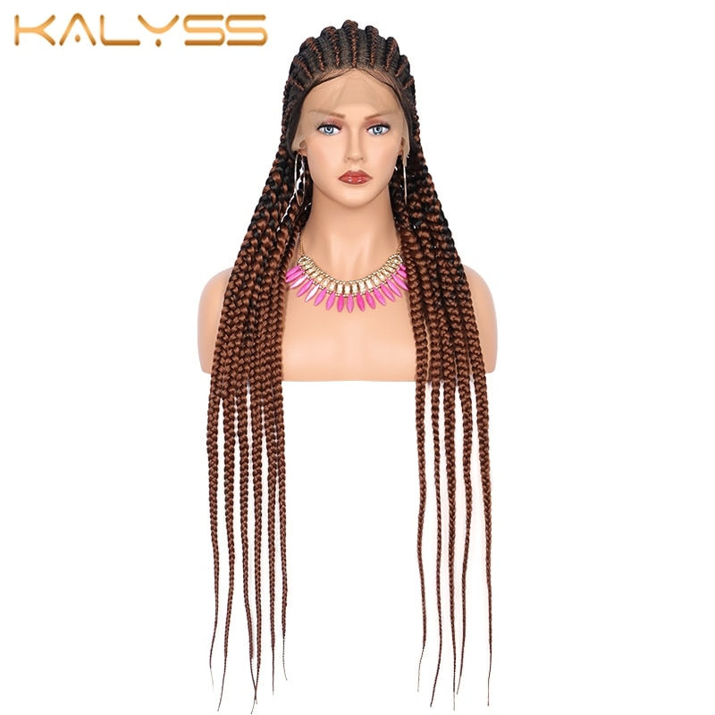 Miniatura: Kalyss 36" Full Lace Braided Wigs Rough Cornrow Box Braids Wig With Baby Hair F