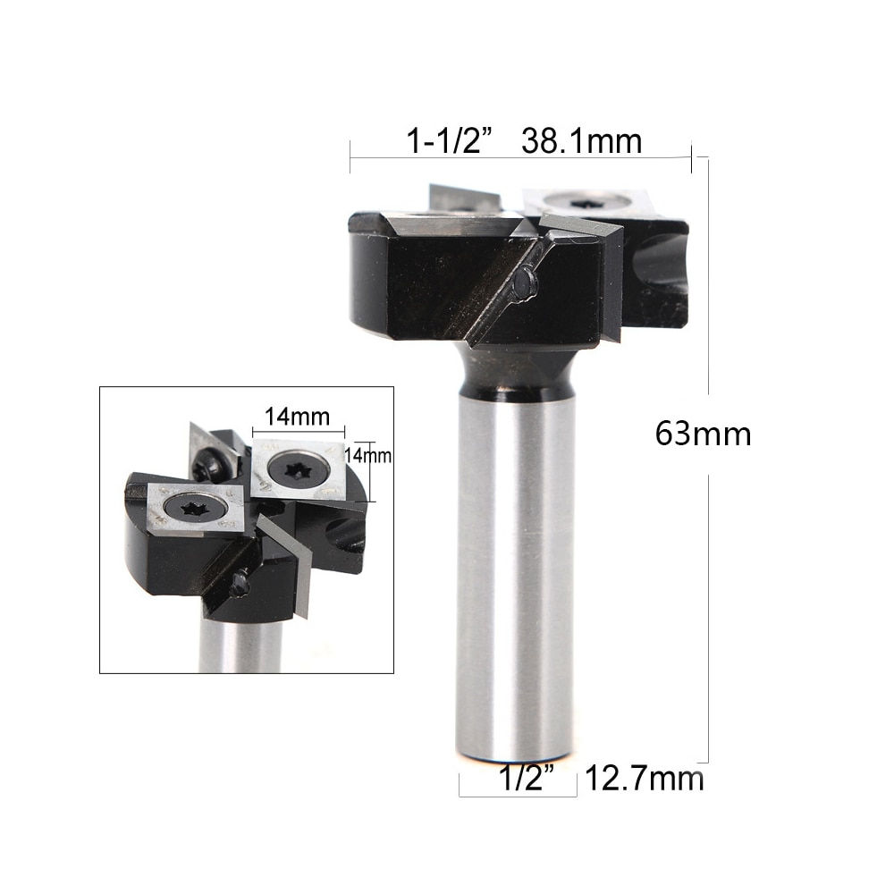 2-Flute Wood Planer Bit 38.1mm Cutting Diameter 6 8 12 mm Shank Spoilboard Surf
