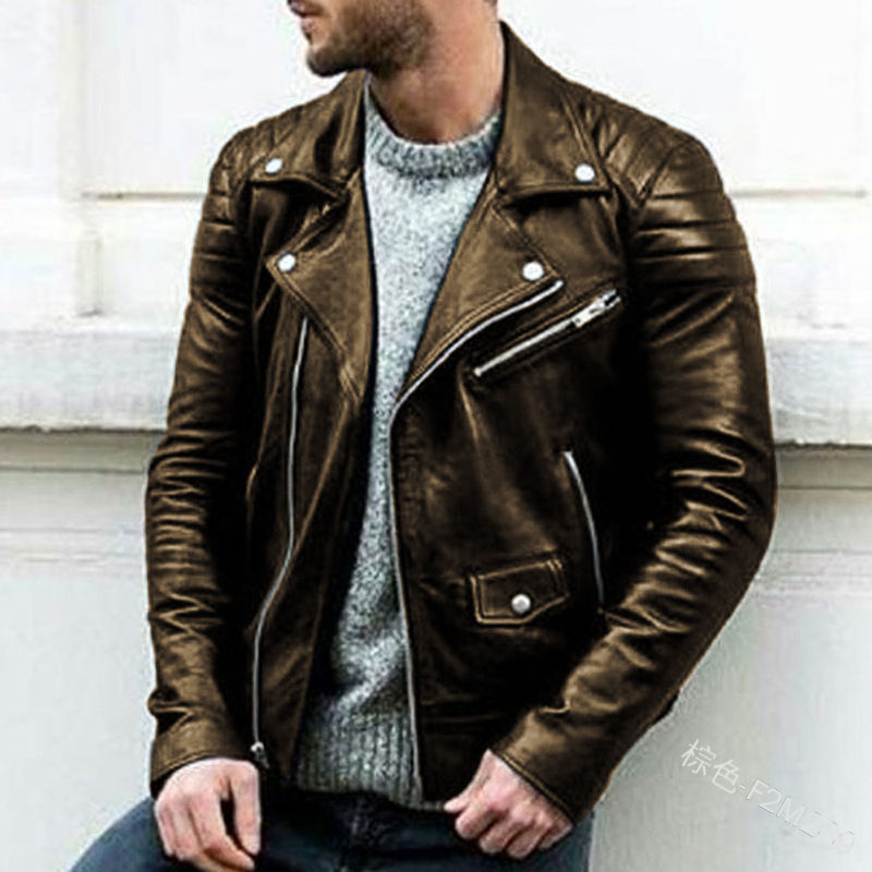 Miniatura: Spring Autumn New Fashion Men's Casual Trendy Loose Leather Jacket Coat America