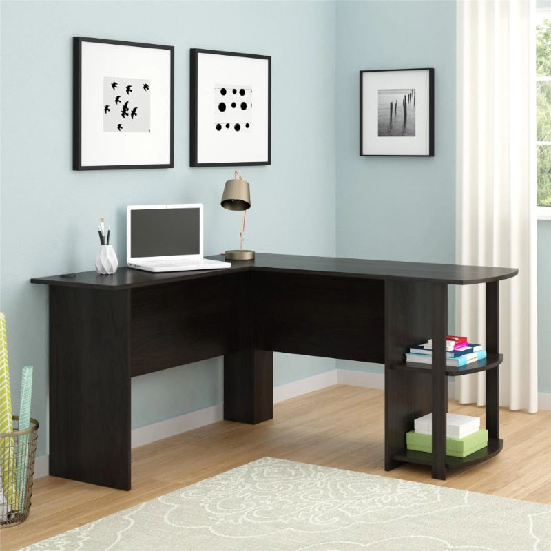 Thumbnail: Ameriwood Home Dominic L Desk with Bookshelves, Espresso desk  laptop table  fu