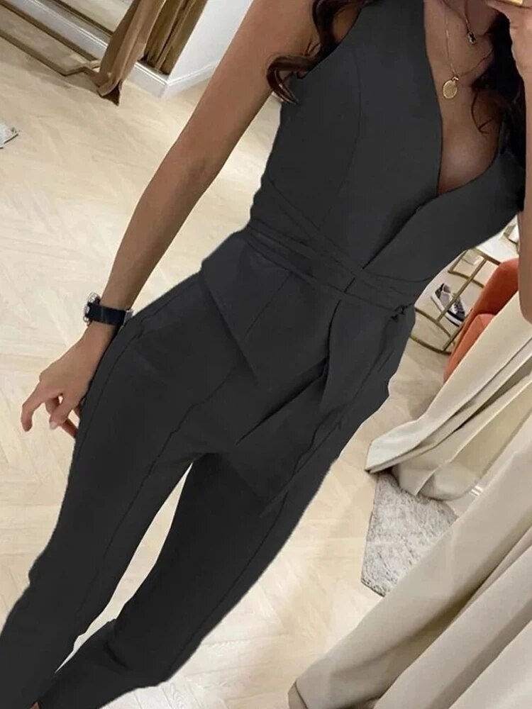 Miniaturebillede: 2023 Summer New Tank Top and Pants Set Temperament Waist Closing Sexy Vest and