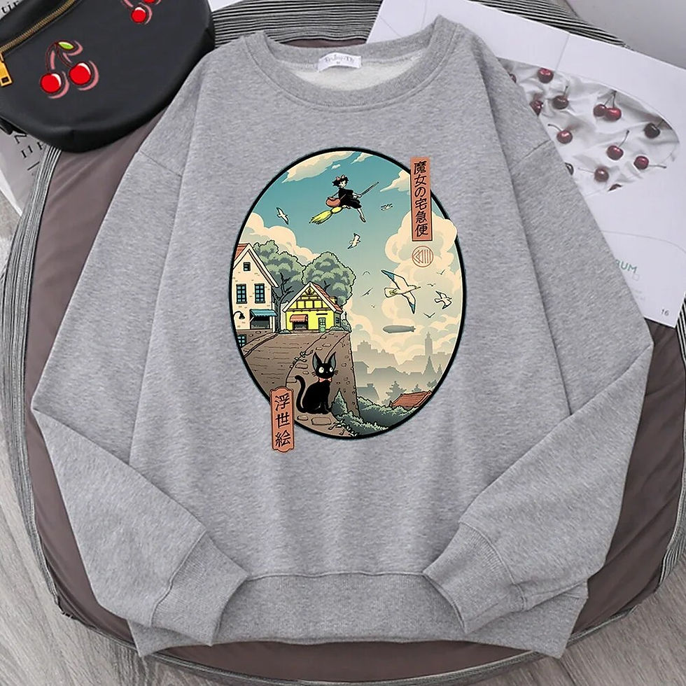 Thumbnail: Plus Size Ukiyoe Kiki's Delivery Service Print Sweatshirt Women Man  Pullover H