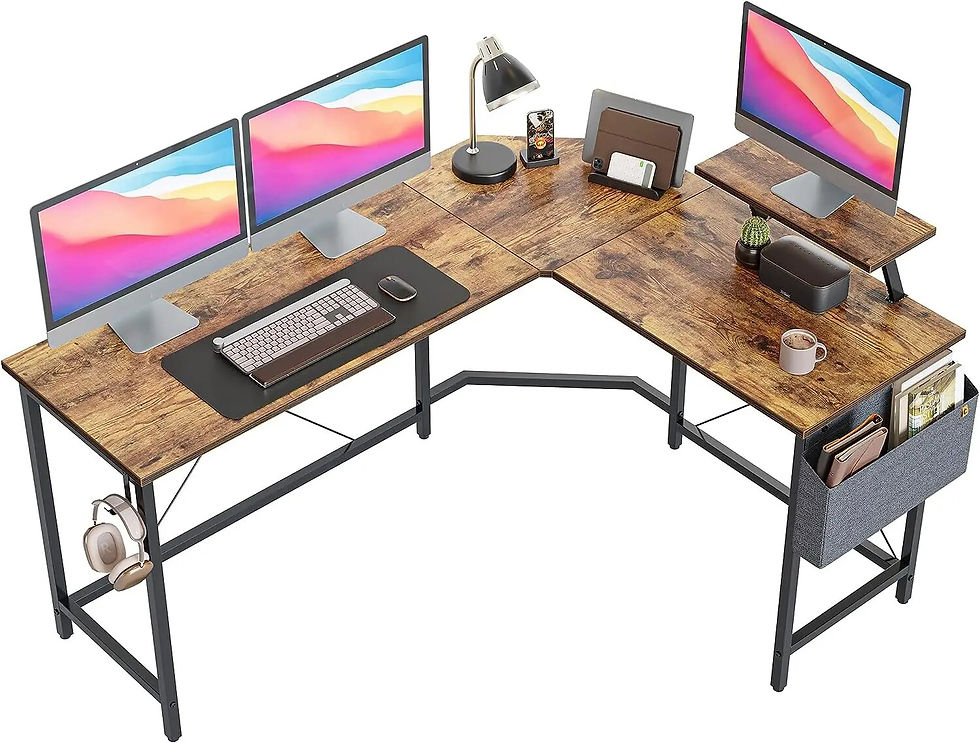 Thumbnail: Cubiker 59.1" L-Shaped Gaming Desk, Home Office Computer Desk with Monitor Stan