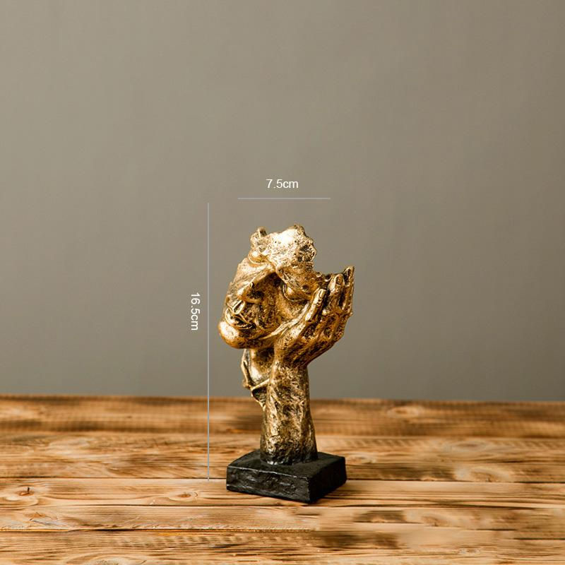 Thumbnail: Silence Is Gold Statue Human Face Statue Abstract Sculpture Nordic Creative Dec