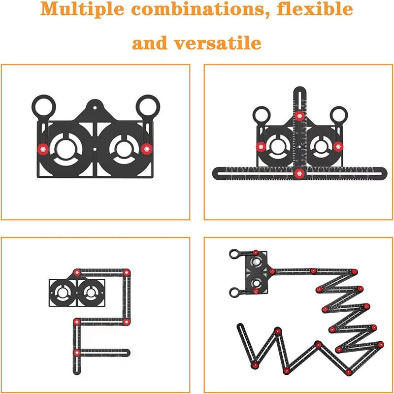 Thumbnail: 4/6/9/12 Aluminum Alloy Folding Ruler For Tile Positioning Opening Manual DIY M