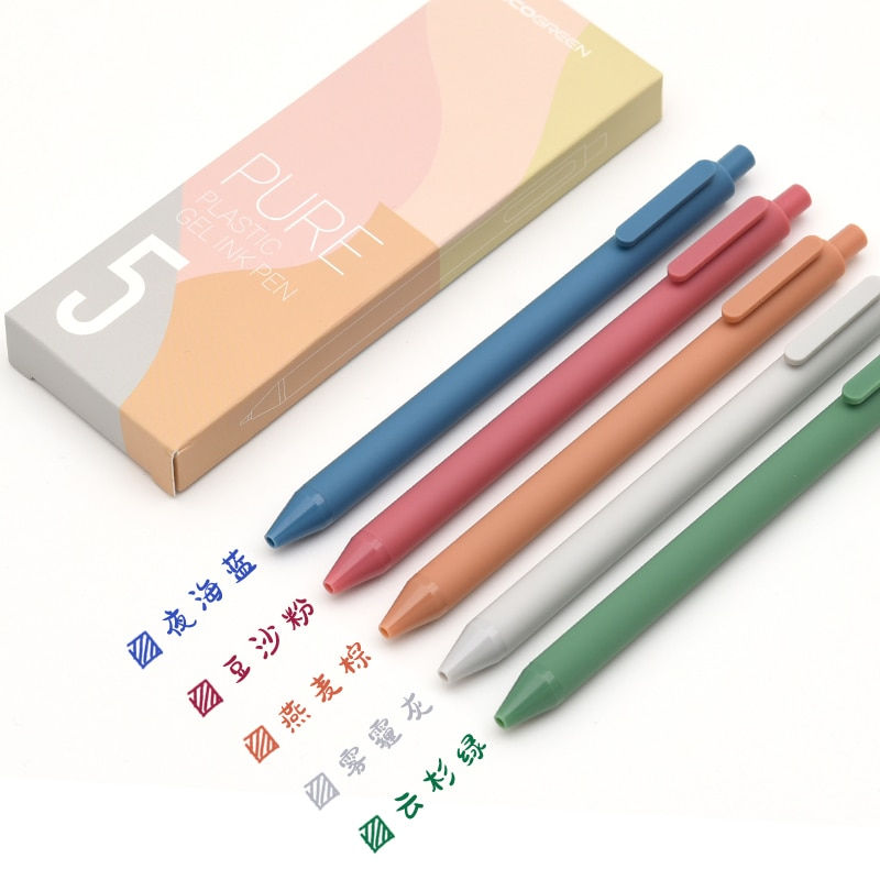 Thumbnail: Kaco Cute Retractable Gel Pens Vintage Pen Extra Fine 0.5mm Kawaii Pen Statione
