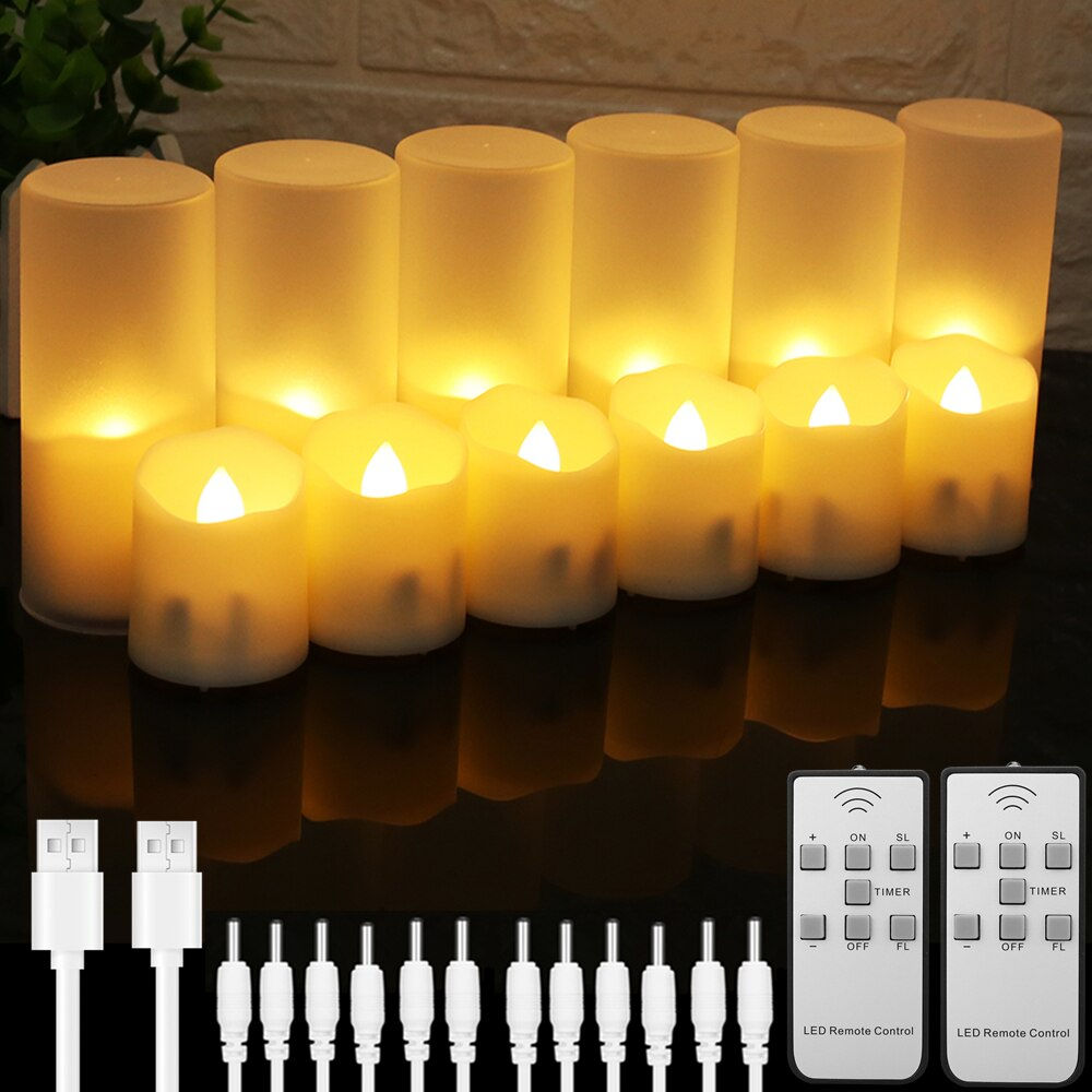 Rechargeable Flameless Votive Candles with Battery Remote Control Tea Lights