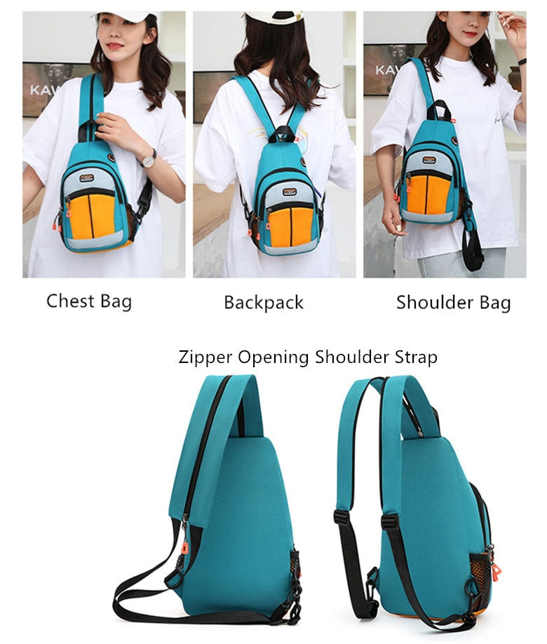 Thumbnail: Fengdong women mini backpack small chest bag fashion messenger bag female sport