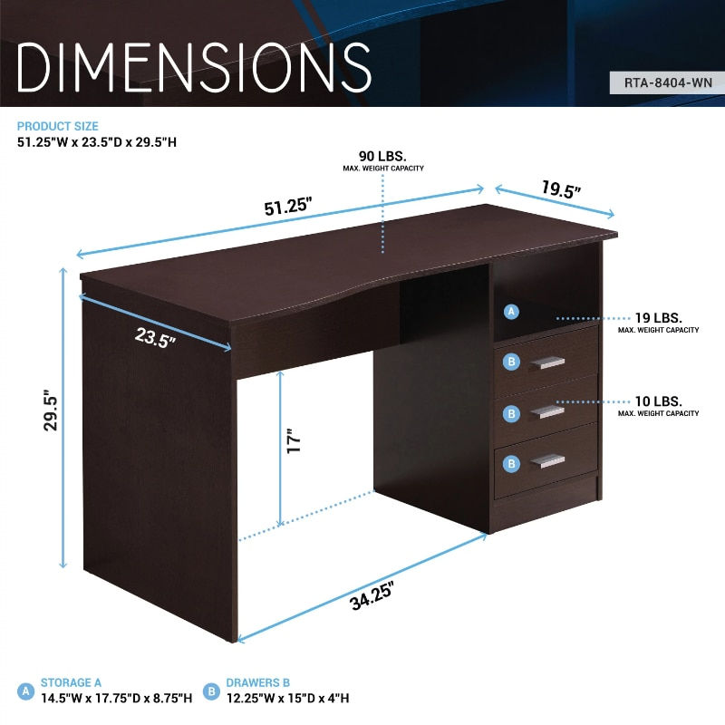 Thumbnail: Classic Computer Desk with Multiple Drawers, Wenge  Study Desk