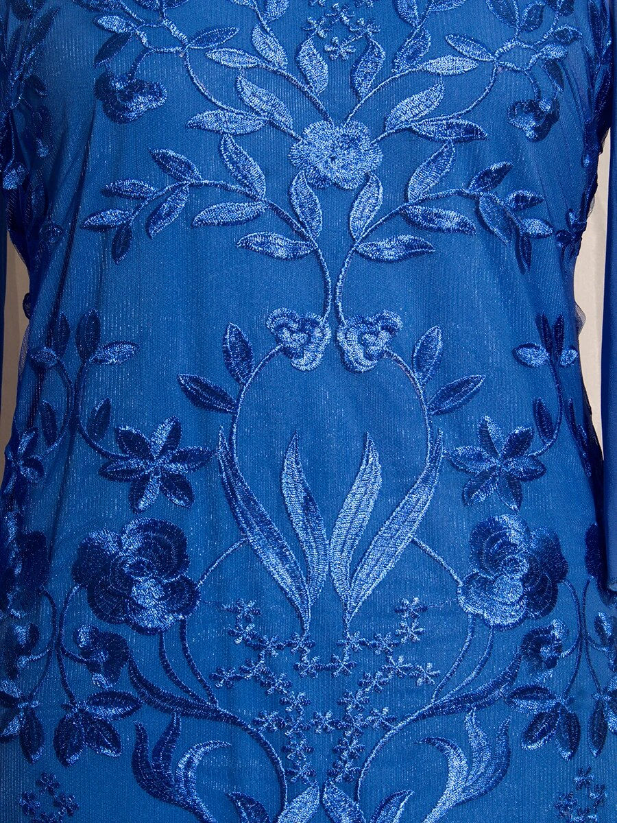 Thumbnail: Plus Size Party Dress for Woman 2023 Fashion Summer Short Sleeve Embroidery Flo