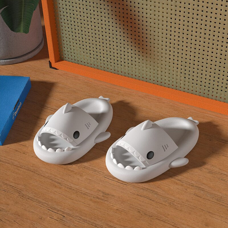 Thumbnail: Summer Home Men Shark Slippers Anti-skid EVA Solid Color Couple Parents Outdoor