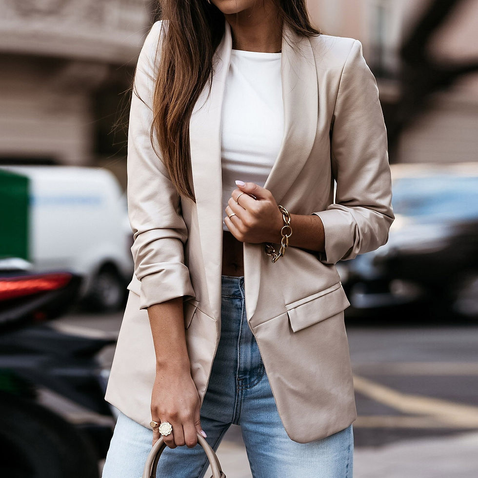 Thumbnail: 2022 Long PU Faux Leather Blazers Women Leather Jacket Coat Brand New Women's J