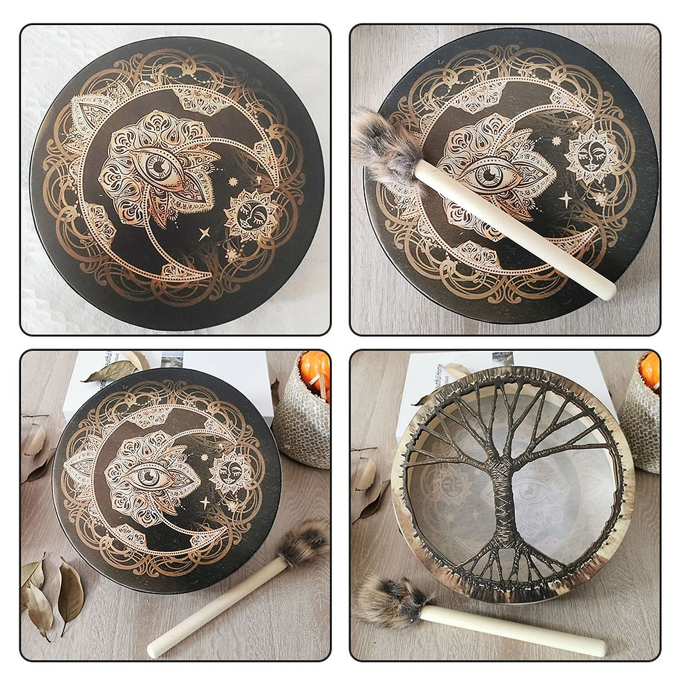 Thumbnail: 25cm Shaman Drum Alchemical Moon Decoration Handmade Shaman Drum Tree of Life S