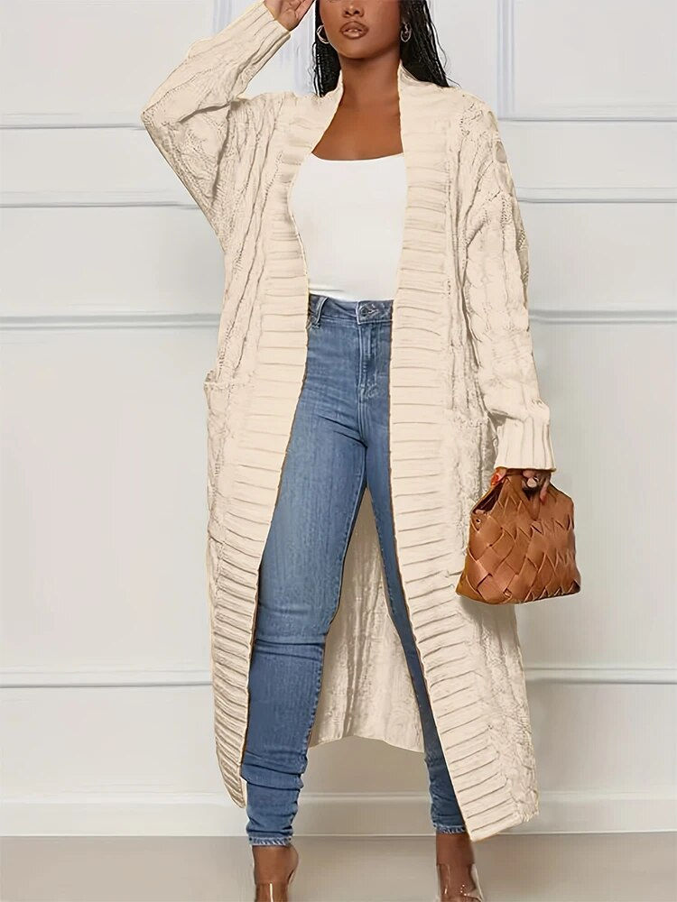 Миниатюра: Plus Size Simple Versatile 2023 Autumn and Winter New Women's Extra Long Cardig