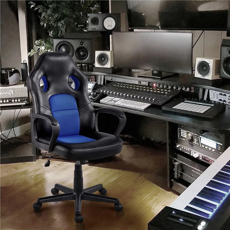 Miniatura: Adjustable Swivel Artificial Leather Gaming Chair, Blue  Computer Chair