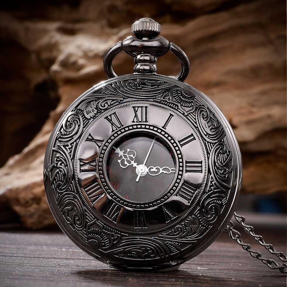 Miniatura: Vintage Charm Black Unisex Fashion Roman Number Quartz Steampunk Pocket Watch W