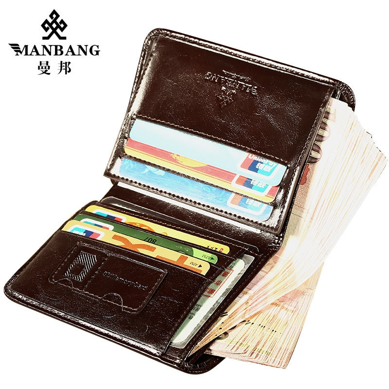 Thumbnail: ManBang Classic Style Wallet Genuine Leather Men Wallets Short Male Purse Card