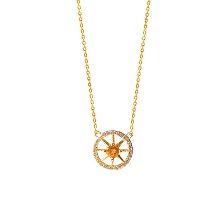 Minijatura: Women's Graceful And Fashionable Citrine Zircon Clavicle Necklace