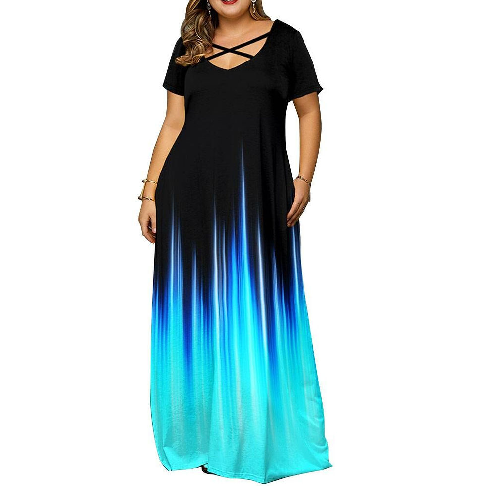 Thumbnail: Women's Fashion Plus Size Casual Curvy Dress Printed Maxi Long Dress Boho Big S