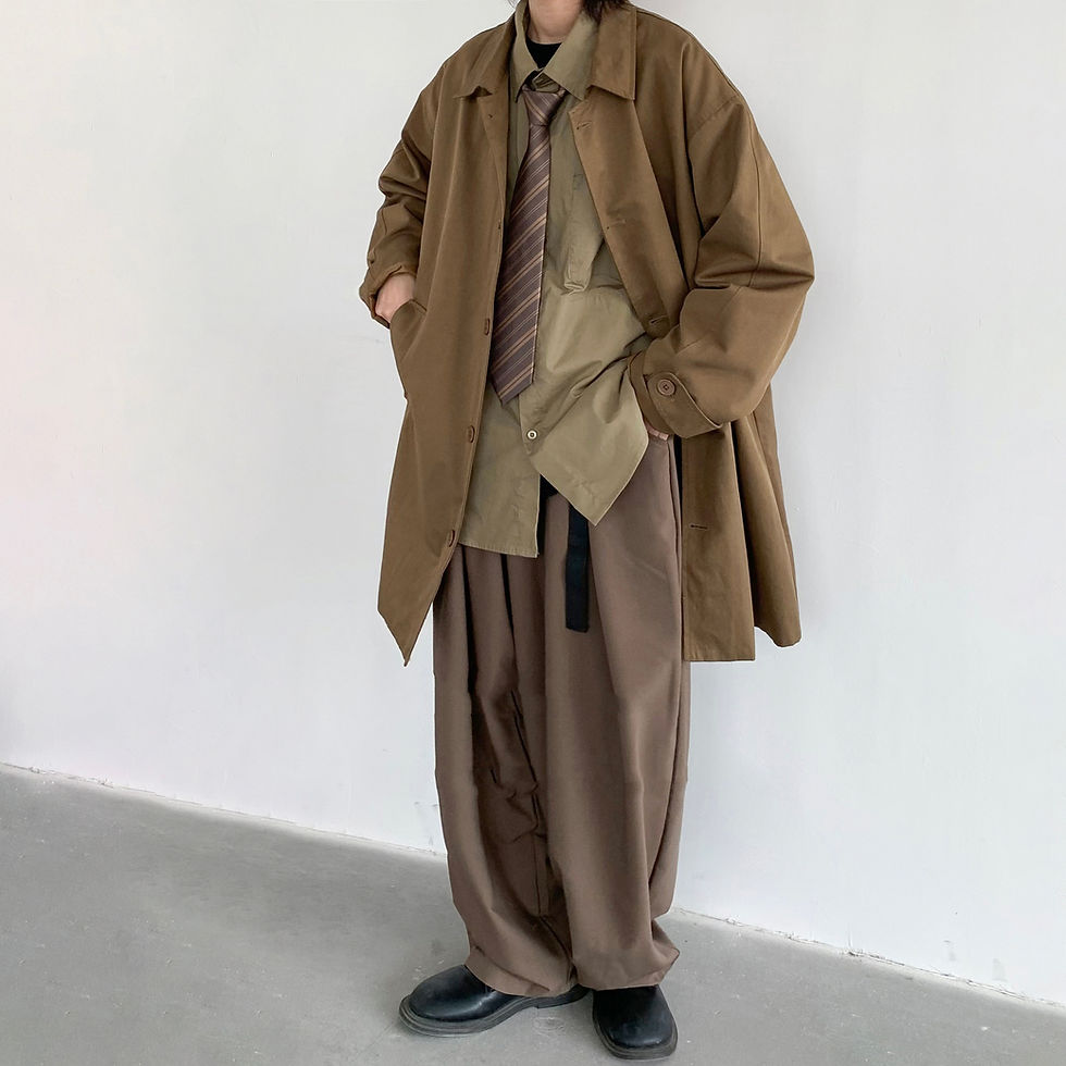 Thumbnail: Japanese-style Retro Mid-length Men's And Girls' Single-breasted Loose Overcoat