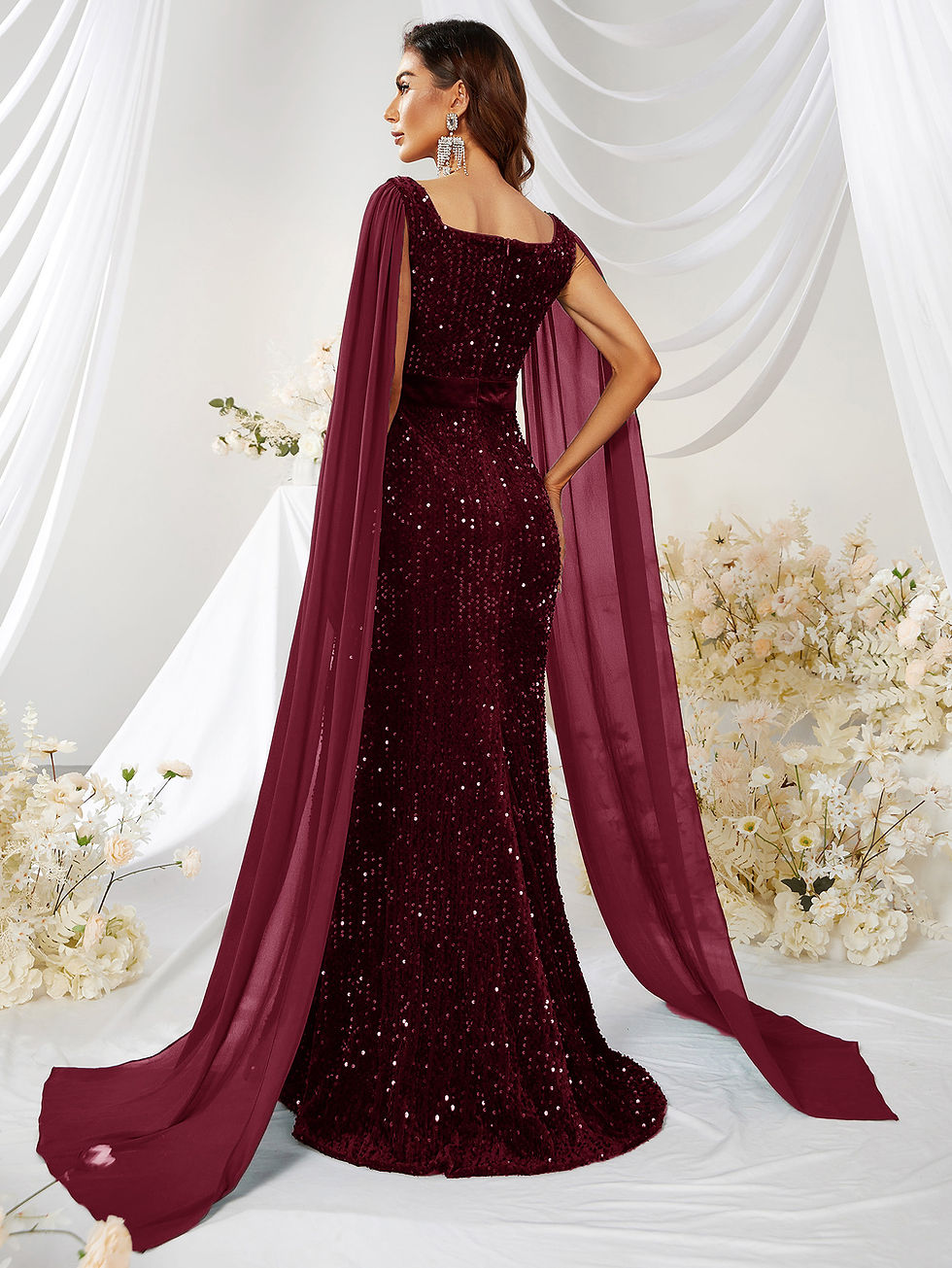 Thumbnail: Dress Skirt Sequin Mesh Split Fishtail Dress