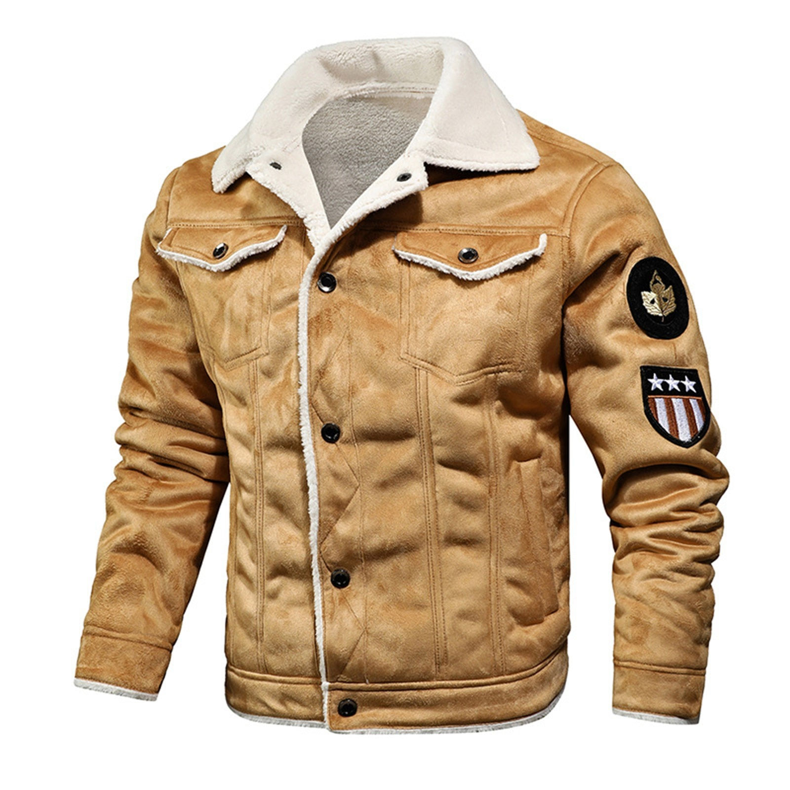 men jackets Thicken Faux Fur Fleece Jacket male Loose Lambs Wool Lapel Pocket O
