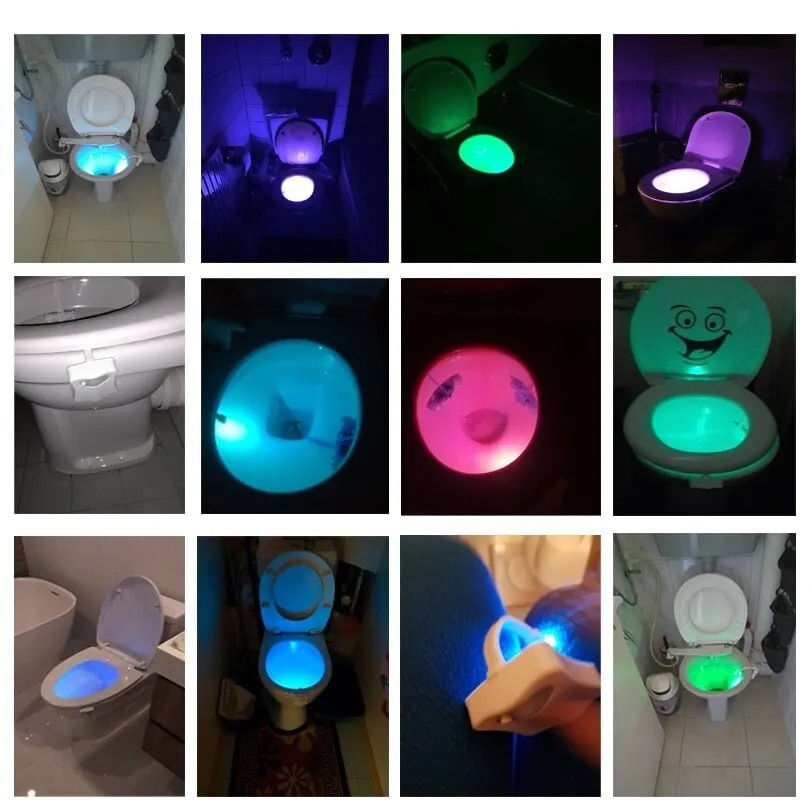 Motion Sensor Toilet Light LED Night Lights 8 Colors Washroom Night Lamp Toilet