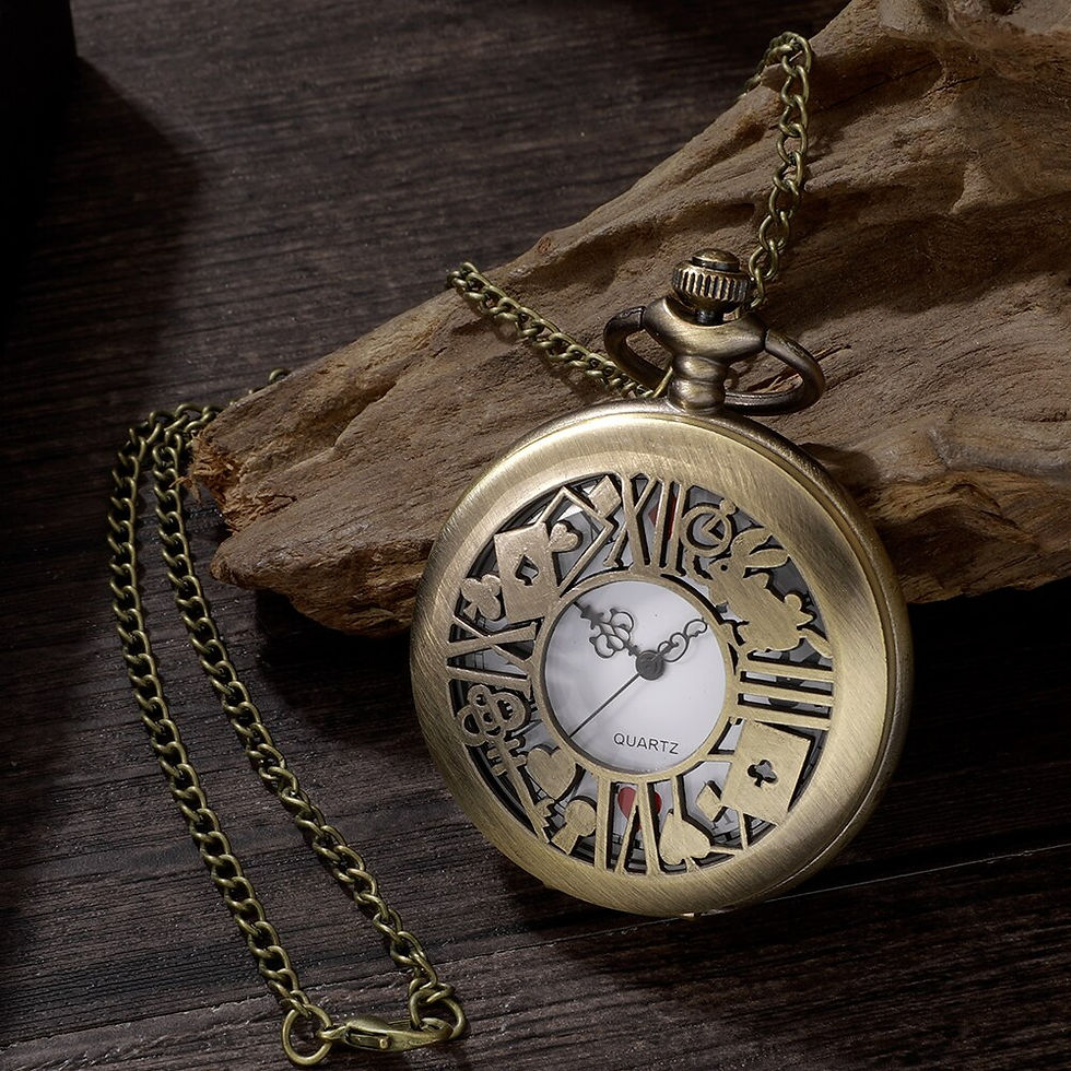 Miniatura: New Bronze Quartz Pocket Watch Retro Alice Theme Pocket Fob Watch Pendant Neckl