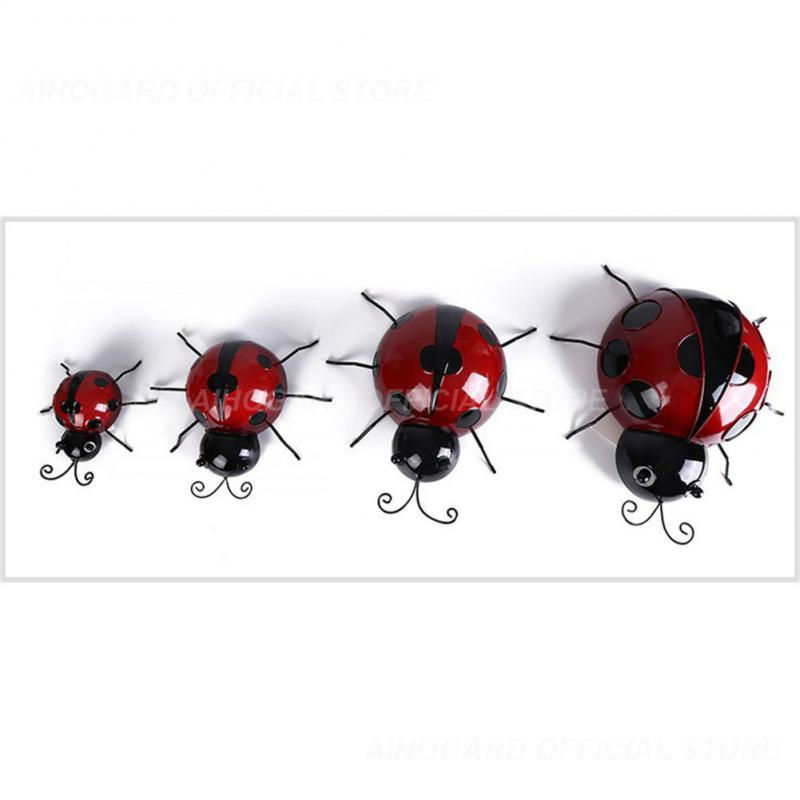 Thumbnail: 3D Metal Ladybugs Wall Mounted Decor Garden Creative Cute Insect Sculptures Out