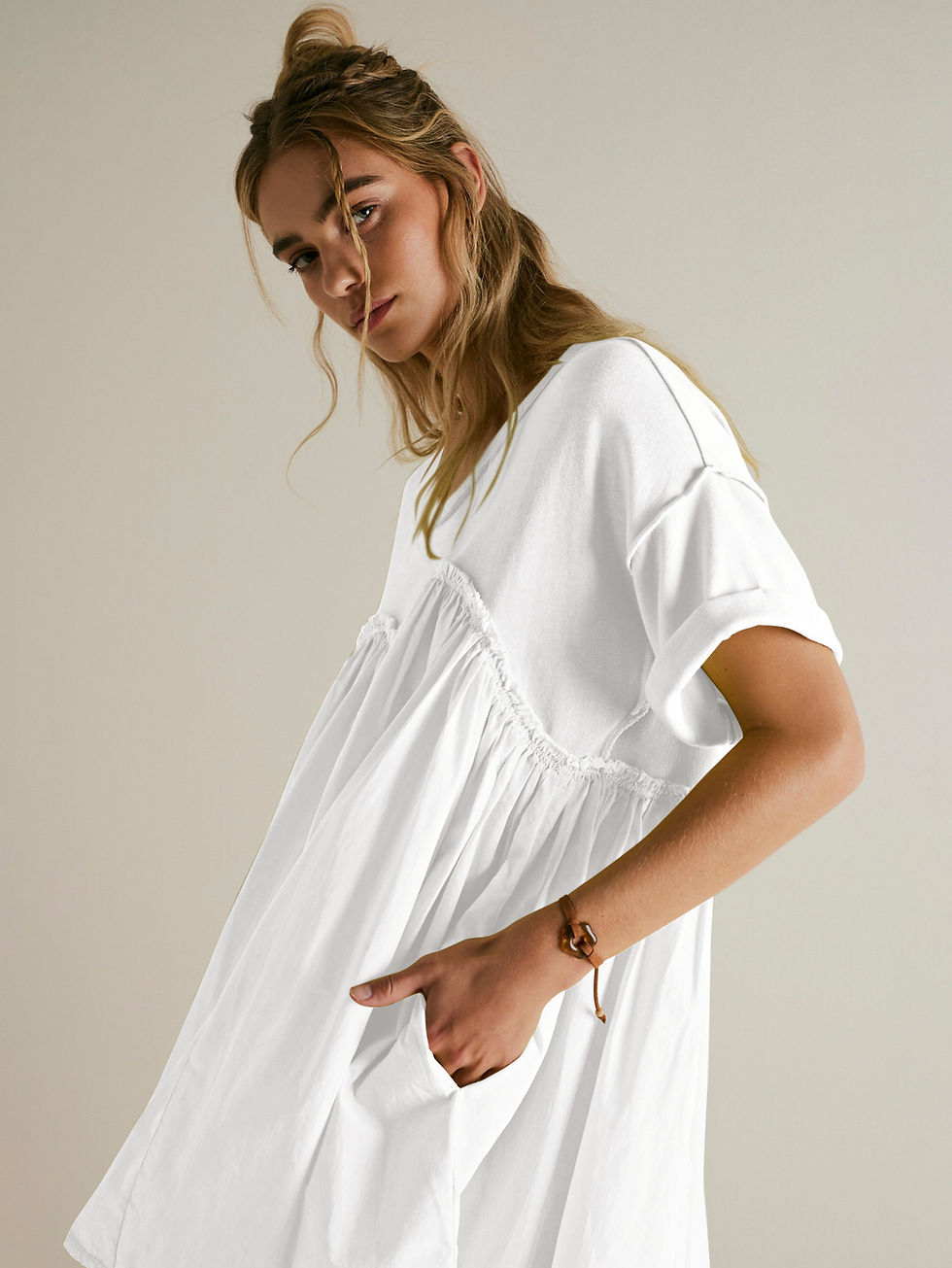 Miniaturbild: Lotus Leaf Short Skirt High Waist Spring And Summer New Casual Short Sleeve Rou