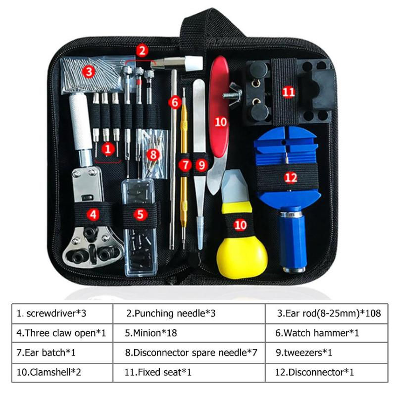 Thumbnail: 147pcs Watch Repair Tool Kit Watchmaker Link Pin Remover Case Opener Spring Bar