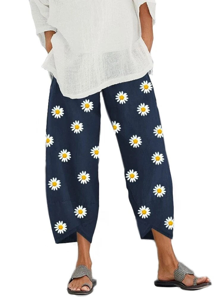 Thumbnail: Plus Size 2023 New Women's Elastic Waist Polka Dot Pattern Nine-Minute Pants Lo