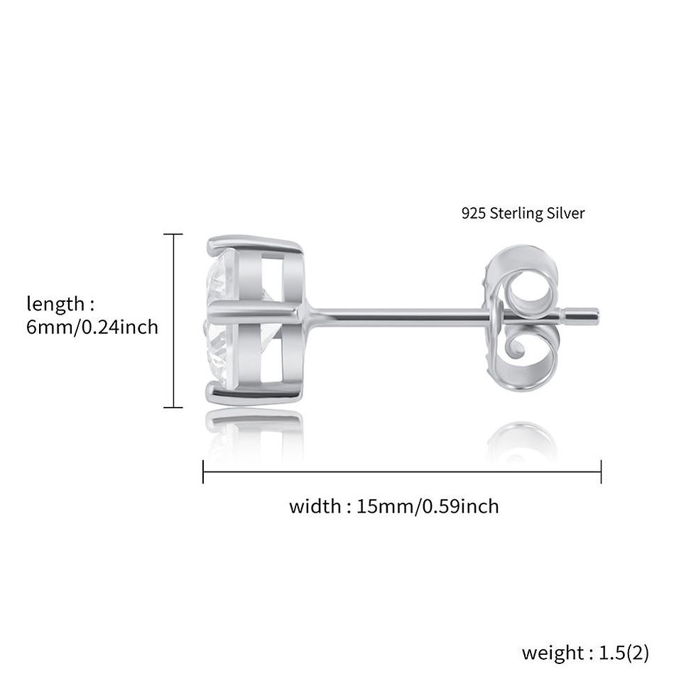 Miniaturbild: JINAO 4.6.8MM Round Cut CZ Stud Earrings Gold 925 Sterling Silver Jewelry Hip H