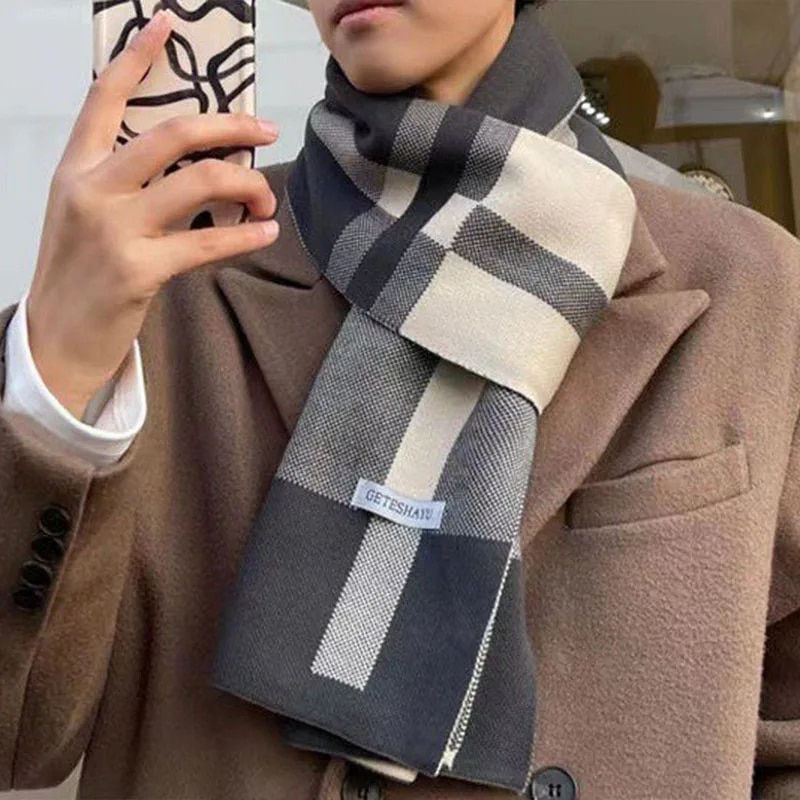 Minijatura: Winter Men Scarf Keep Warm Scarf Casual Fashion Brand Designers Knit Neckerchie