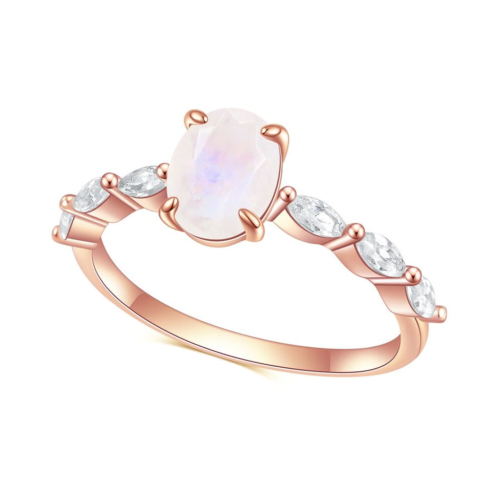 Thumbnail: GEM'S BALLET 925 Sterling Silver Rainbow Moonstone Ethiopian Opal Ring For