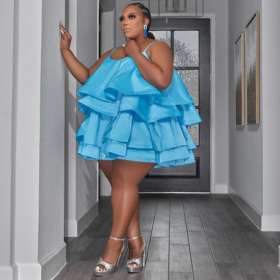Thumbnail: Plus Size 2023 Women Cascanding Ruffles Cake Babydoll Spaghetti Strap Sleeveles