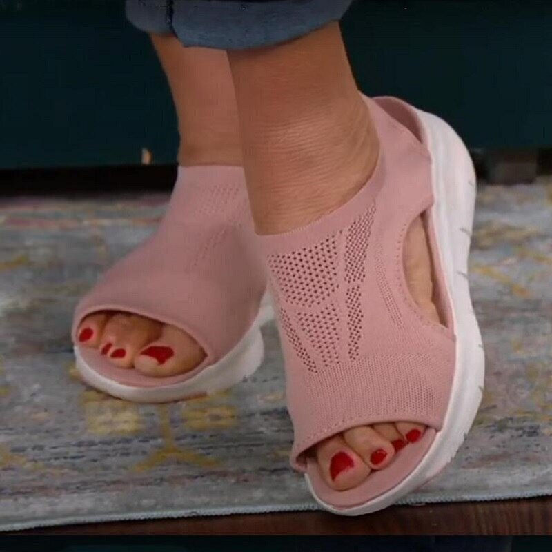Miniatura: Women Sandals 2022 Summer Mesh Casual Sandals Ladies Wedges Outdoor