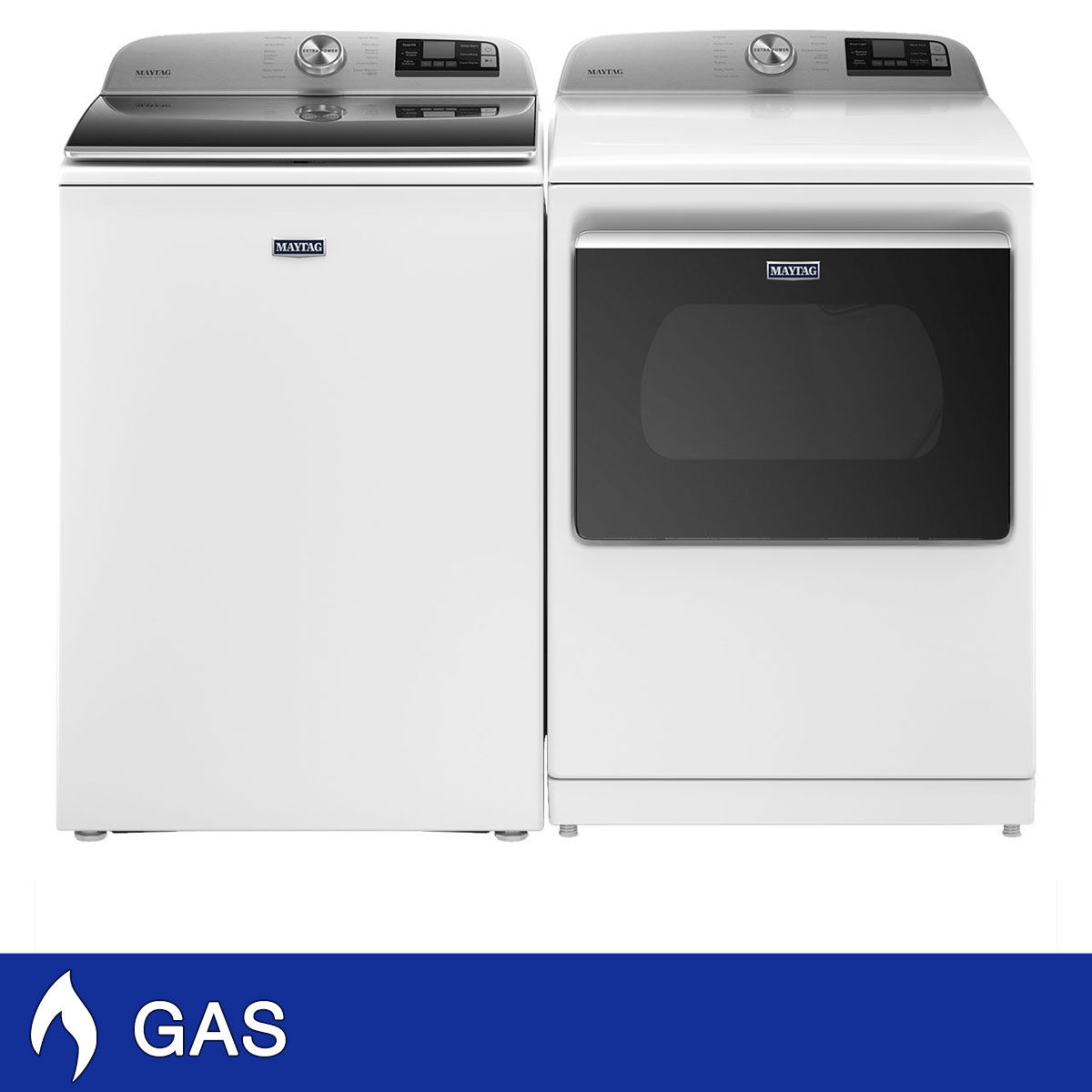 Maytag 5.2 cu. ft. Washer and 7.4 cu. ft. GAS Dryer with Extra Power Button