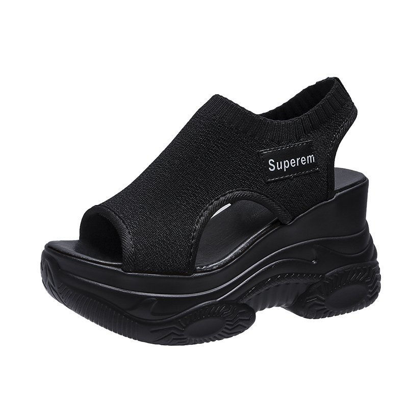 Thumbnail: Women's Sandals 2023 Summer Wedge Heel Elastic Cloth Cover Foot Ladies Sandals