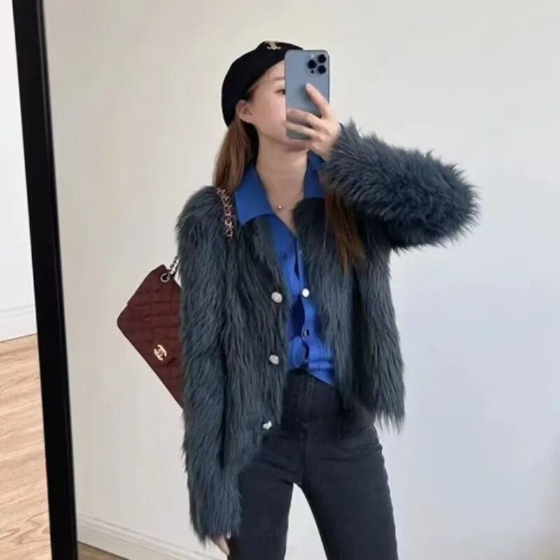 Miniatura: Imitation mink cashmere knitted cardigan sweater coat women autumn and winter 2